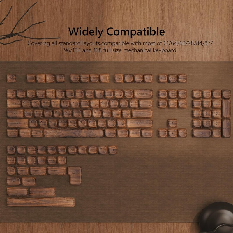 Womier PBT Keycaps - MOA Keycaps for Mechanical Keyboard 60 65 75 Percent, Wood Dye-Sublimation Japanese Custom Keyboard Key Cap Set for Cherry MX, Walnut - Image 5
